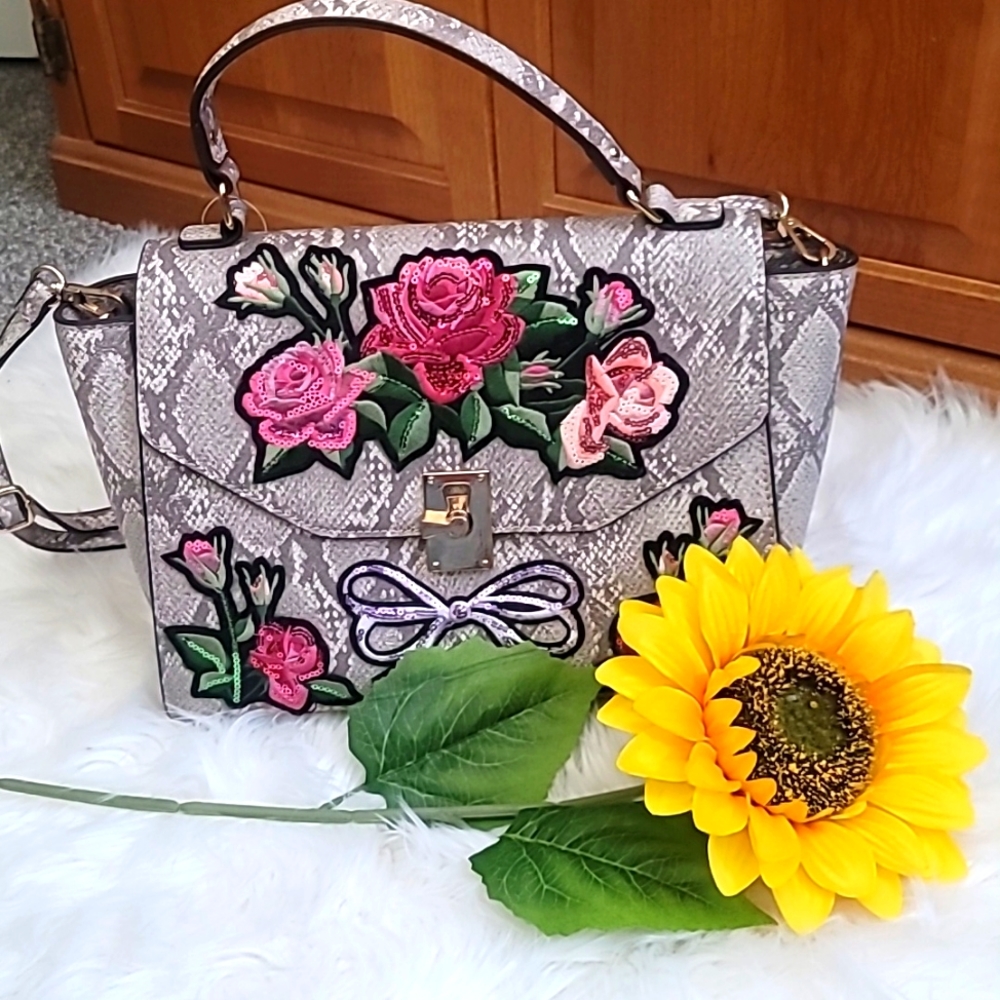 Aldo faux snakeskin satchel bag